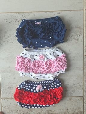 Kids Ruffle Dot Bloomers - Navy, White/Pink, Navy/Red